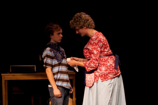 Bertha (Nathaniel Rothrock) tells Jody Bumiller (Nicholas Hemerling) he can't have another puppy
